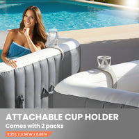 73In Square Hot Tub for 4-6 Person,  Inflatable Hot Tub Home SPA for Outdoor, 910L Capacity, 130Pcs Massage Jets, W/4 Filters, Lockable Cover, Storage Bag, 2 Cup Holder, Gray