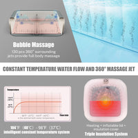 73In Square Hot Tub for 4-6 Person,  Inflatable Hot Tub Home SPA for Outdoor, 910L Capacity, 130Pcs Massage Jets, W/4 Filters, Lockable Cover, Storage Bag, 2 Cup Holder, Gray