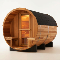 6-Person Patchworkred Cedar Traditional Steam Barrel Sauna — Studio Shot