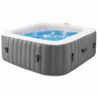 73In Square Hot Tub for 4-6 Person,  Inflatable Hot Tub Home SPA for Outdoor, 910L Capacity, 130Pcs Massage Jets, W/4 Filters, Lockable Cover, Storage Bag, 2 Cup Holder, Gray