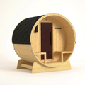 Outdoor Indoor Finland Pine Wet Dry Barrel Sauna 3-5 Person Front Porch Canopy 4.5 Kw ETL Certified Bitumen Shingle Roof