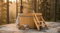 Wood Fired 4-Person to 5-Person 0-Jet Hot Tub and Ice Bath with Internal Stove Pine — Lifestyle